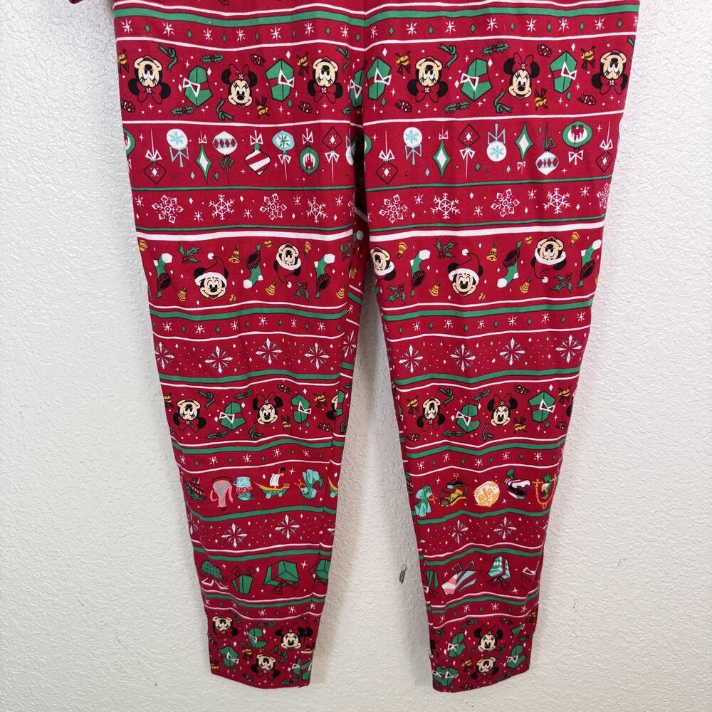 Disney Minnie Mouse One Piece Pajamas Womens Medium Christmas Jumpsuit with Ears - Picture 6 of 9